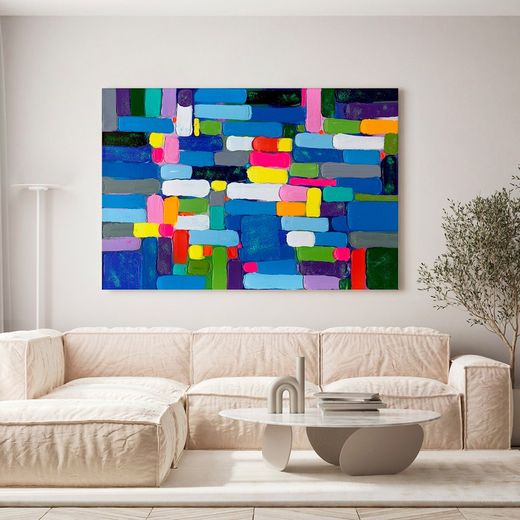 Image abstraite coups de pinceau horizontaux (200 x 140 cm) | Série abstraite