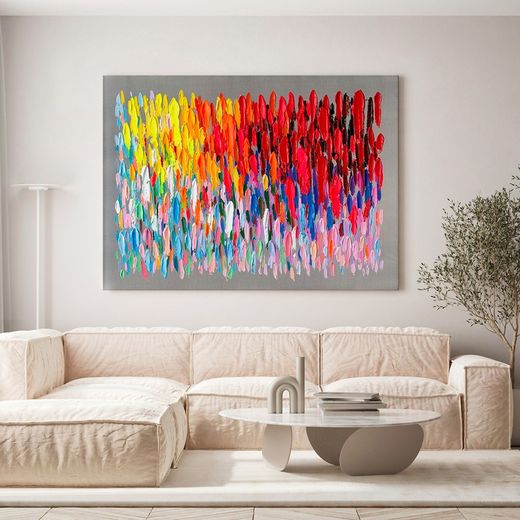 Tableau Abstrait Coups de Pinceau Multicolore (120 x 90 cm) | Série Abstraite