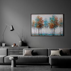 Μπλε δέντρα ζωγραφικής το φθινόπωρο (120 x 80 cm) | Σειρά Φύσεων