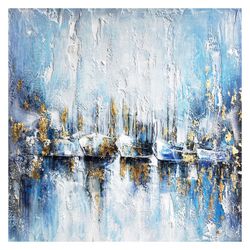 Picture blue bottom boats (100 x 100 cm) | Nature Series