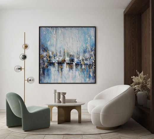 Picture blue bottom boats (100 x 100 cm) | Nature Series