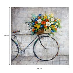 Tableau Vélo Avec Fleurs 100x100 cm | Série Objets