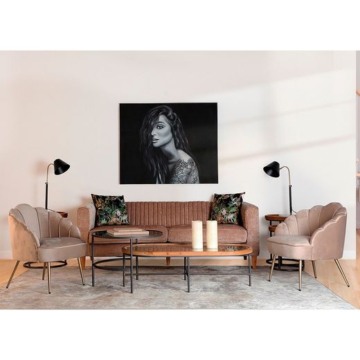 Ασπρόμαυρη ζωγραφική σε καμβά, 120 x 4 x 100 cm | Hina