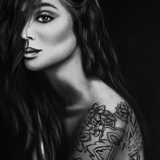 Ασπρόμαυρη ζωγραφική σε καμβά, 120 x 4 x 100 cm | Hina