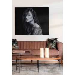 Ασπρόμαυρη ζωγραφική σε καμβά, 120 x 4 x 100 cm | Hina