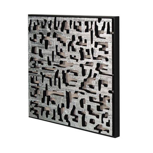 Moldura de madeira prateada/preta, 60 x 6 x 60 cm