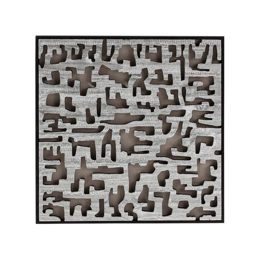 Moldura de madeira prateada/preta, 60 x 6 x 60 cm