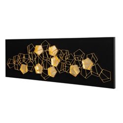 Peinture métal doré/noir et bois, 180 x 6 x 60 cm | d'or