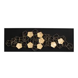 Peinture métal doré/noir et bois, 180 x 6 x 60 cm | d'or