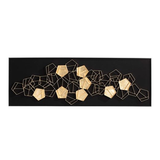Peinture métal doré/noir et bois, 180 x 6 x 60 cm | d'or