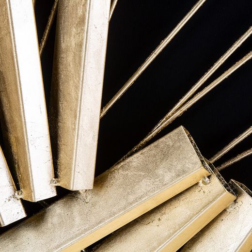 Peinture métal doré/noir et bois, 180 x 8 x 60 cm | d'or
