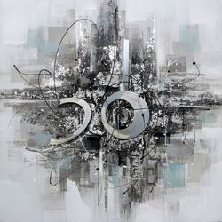 Peinture à l'huile décorative 3D, 100x3,5x100 cm | abstrait