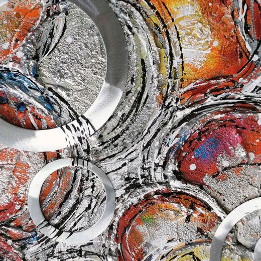 Tableau décoratif 3D Cercles à l'huile 100x3,5x100 cm | Résumé