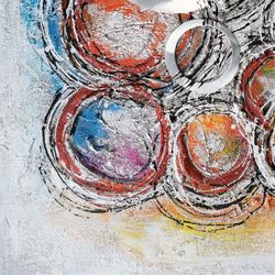 Tableau décoratif 3D Cercles à l'huile 100x3,5x100 cm | Résumé