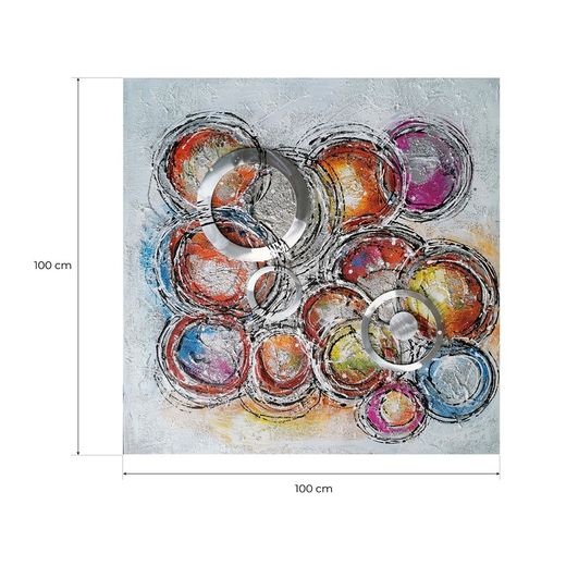 Tableau décoratif 3D Cercles à l'huile 100x3,5x100 cm | Résumé