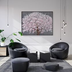 Tableau décoratif d'un arbre à fleurs blanches 120x3,5x160 cm | La nature