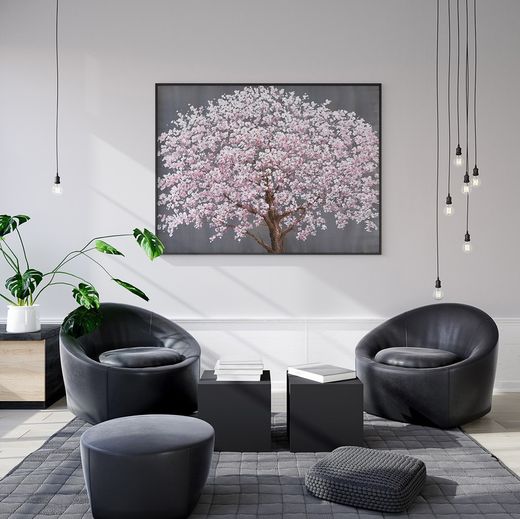 Tableau décoratif d'un arbre à fleurs blanches 120x3,5x160 cm | La nature