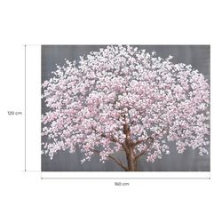 Pittura decorativa di un albero con fiori bianchi 120x3,5x160 cm | Natura