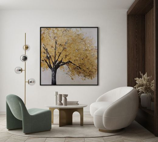 Peinture à l'huile d'arbre d'automne 100x3,5x100 cm | La nature