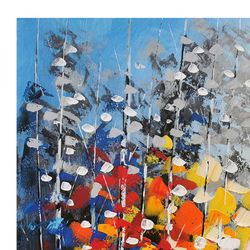 Dipinto a olio astratto di fiori, 120x3,5x80 cm