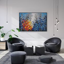 Peinture à l'huile abstraite de fleurs, 120x3,5x80 cm