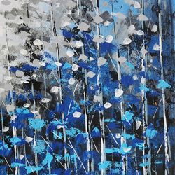 Peinture à l'huile abstraite de fleurs, 120x3,5x80 cm