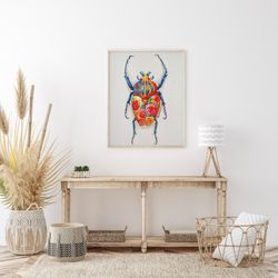 Tableau scarabée II huile multicolore 40x3,5x50 cm | Les animaux