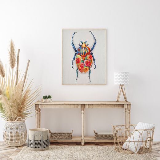 Tableau scarabée II huile multicolore 40x3,5x50 cm | Les animaux