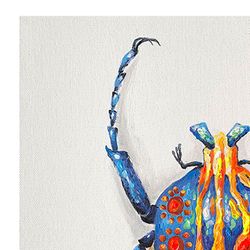 Tableau scarabée II huile multicolore 40x3,5x50 cm | Les animaux