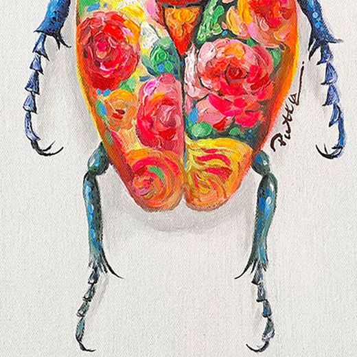 Tableau scarabée II huile multicolore 40x3,5x50 cm | Les animaux