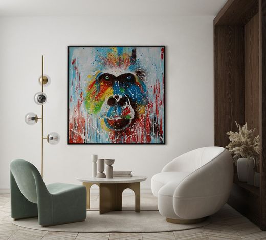 Peinture à l'huile de gorille, 100x3,5x100 cm | Les animaux