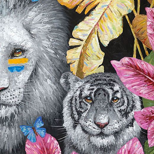 Cuadro de animales con pintura acrílica, Selva I, 100x4,8x250 cm | Animales