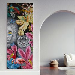 Cuadro de animales con pintura acrílica, Selva I, 100x4,8x250 cm | Animales