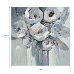 Black and white flowers frame (100 x 100 cm) | Abstract Series