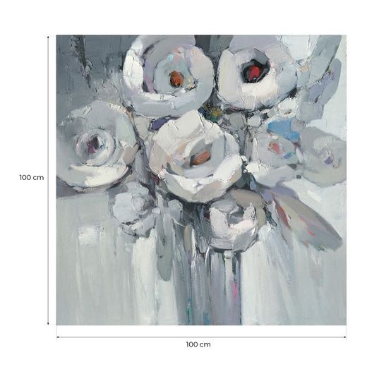 Black and white flowers frame (100 x 100 cm) | Abstract Series
