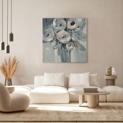 Black and white flowers frame (100 x 100 cm) | Abstract Series