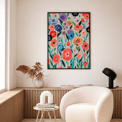 Multicolored flowers frame (90 x 120 cm) | Abstract Series