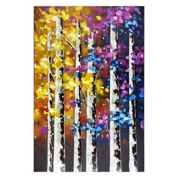 Paysage de nuit peignant des arbres (80 x 120 cm) | Série abstraite