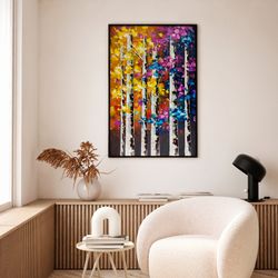 Paysage de nuit peignant des arbres (80 x 120 cm) | Série abstraite