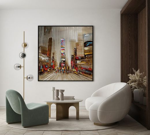 Peinture de paysage urbain (100 x 100 cm) | Série urbaine