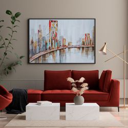 Urban landscape painting with bridge (120 x 80 cm) | Urban Series