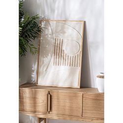 Parker maleri i papirmache og paulownia træ i hvid/natur, 65 x 2 x 95 cm