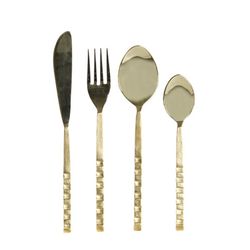 16-piece stainless steel cutlery set in gold | Golden square