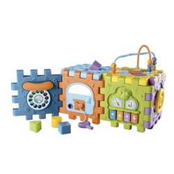 Activity cube made of polyethylene in multicolor, 17x17x25 cm | Activity Cube