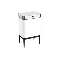 Cubo de reciclaje de acero inoxidable en blanco, 42 x 30 x 76 cm | Cosmos