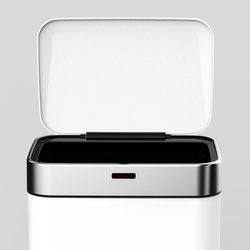 Cubo de reciclaje de acero inoxidable en blanco, 42 x 30 x 76 cm | Cosmos