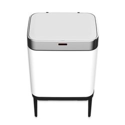 Cubo de reciclaje de acero inoxidable en blanco, 42 x 30 x 76 cm | Cosmos