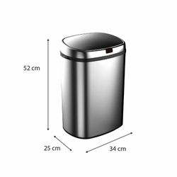 Cubo de reciclaje de acero inoxidable en plateado, 34 x 25 x 52 cm | Futuro