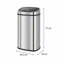 Stainless steel recycling bin in silver, 39.5 x 28 x 57 cm | Future
