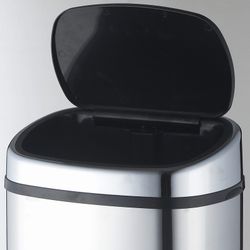 Stainless steel recycling bin in silver, 39.5 x 28 x 57 cm | Future